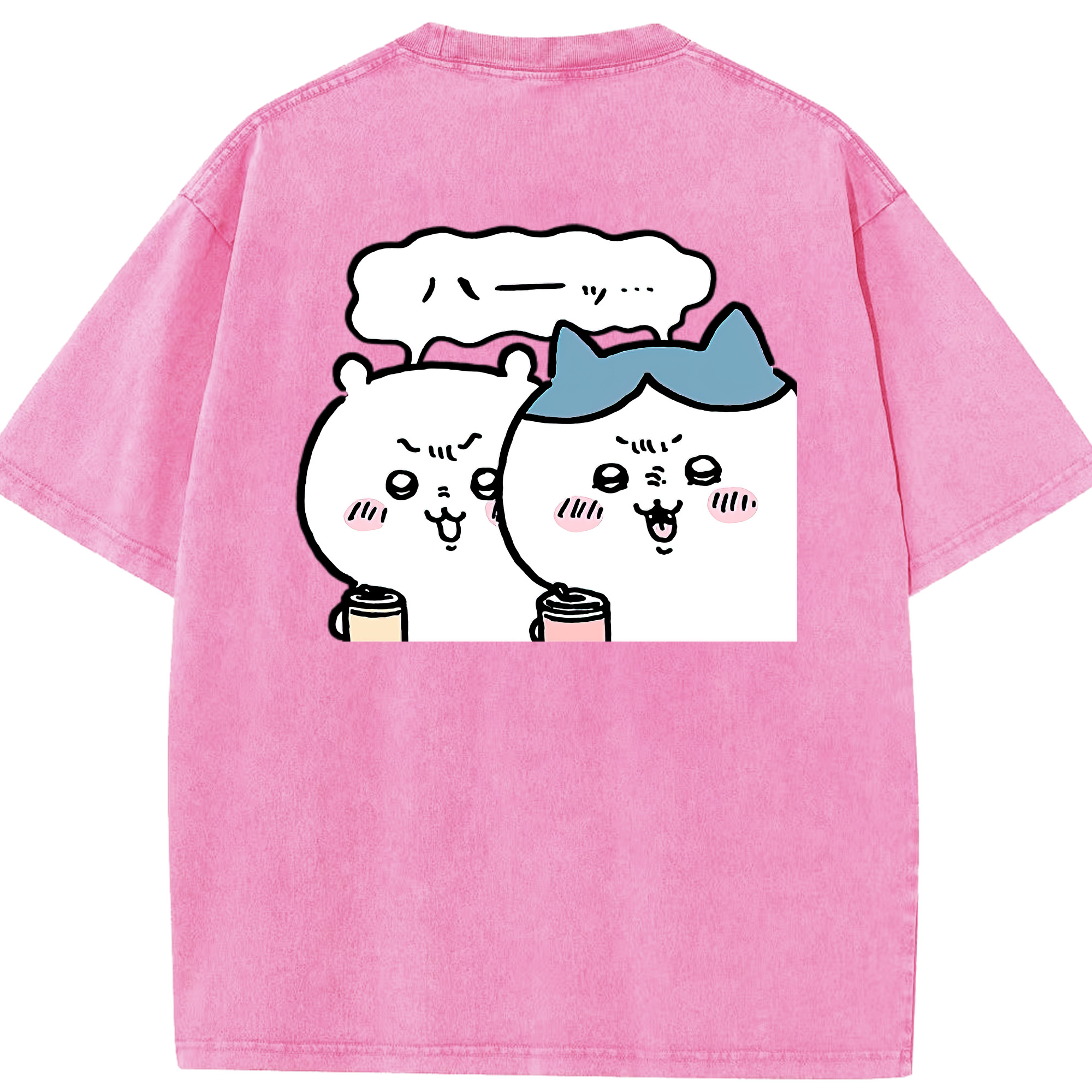 （画像用） ちいかわ ハチワレ Chii-kawa hachiware 綿100% ヴィンテージ風 半袖Tシャツ（背面プリント）